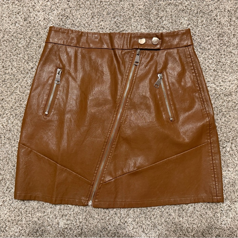 Kendall & Kylie‎ Tan Faux Leather Mini Skirt